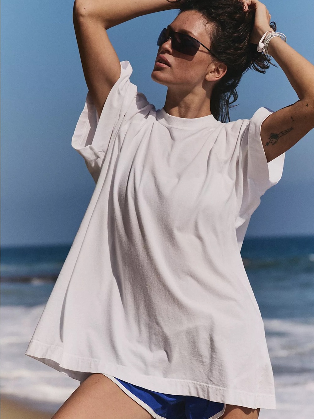 Free People White Oversized Crewneck Tee - Picture 5 of 7